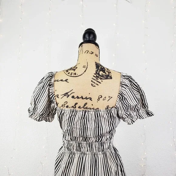 Show Me Your MuMu Sandra Smocked Off The Shoulder Striped Mini Dress Small - Picture 6 of 9